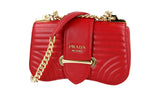 Prada Women's Red Leather Sidonie Diagramme Shoulder Bag 1BD219