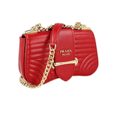 Prada Women's Red Leather Sidonie Diagramme Shoulder Bag 1BD219