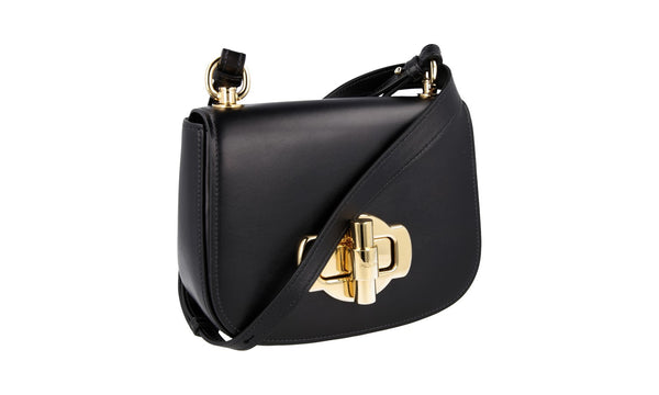 Prada Women's 1BD239 Black Leather Shoulder Bag
