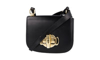 Prada Women's Black Leather Saddle Corsaire Shoulder Bag 1BD239
