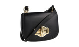 Prada Women's Black Leather Saddle Corsaire Shoulder Bag 1BD239