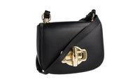Prada Women's Black Leather Saddle Corsaire Shoulder Bag 1BD239