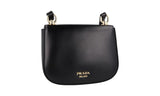 Prada Women's Black Leather Saddle Corsaire Shoulder Bag 1BD239