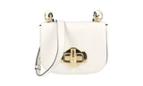 Prada Women's 1BD239 White Leather Shoulder Bag
