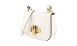 Prada Women's White Leather Saddle Corsaire Shoulder Bag 1BD239