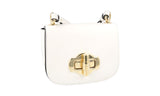Prada Women's White Leather Saddle Corsaire Shoulder Bag 1BD239