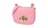 Prada Women's Pink Leather Saddle Corsaire Shoulder Bag 1BD239