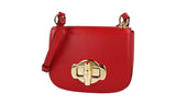 Prada Women's Red Leather Saddle Corsaire Shoulder Bag 1BD239