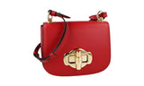 Prada Women's Red Leather Saddle Corsaire Shoulder Bag 1BD239