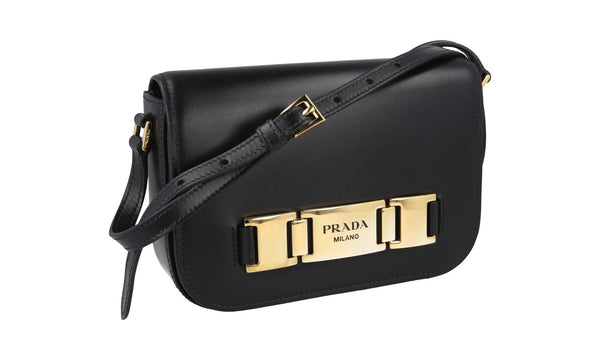 Prada Women's 1BD244 Black Leather Shoulder Bag