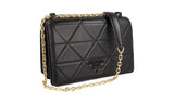 Prada Women's 1BD262 Black Leather Shoulder Bag