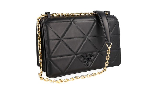 Prada Women's 1BD262 Black Leather Shoulder Bag