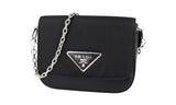 Prada Women's Black Leather Triangle Corsaire Shoulder Bag 1BD263