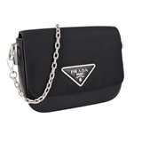 Prada Women's Black Leather Triangle Corsaire Shoulder Bag 1BD263