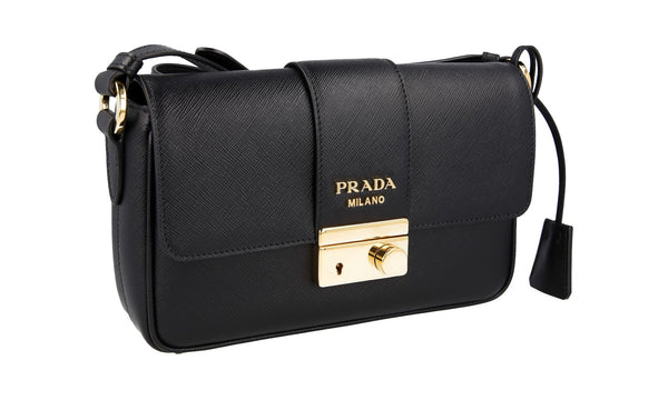 Prada Women's 1BD298 Black High-Quality Saffiano Leather Leather Shoulder Bag
