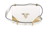 Prada Women's White Leather Golden Triangle Shoulder Bag 1BD333