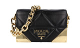 Prada Women's Black Leather Quilted Nappa Shoulder Bag 1BD333