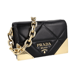 Prada Women's Black Leather Quilted Nappa Shoulder Bag 1BD333