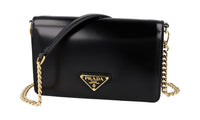 Prada Women's Black Leather Shoulder Bag 1BD350