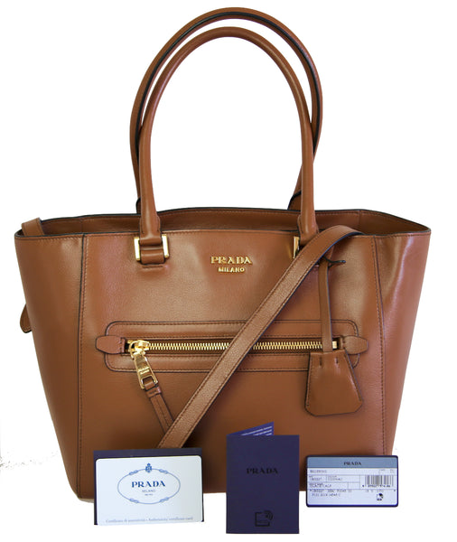 Prada Women's 1BG227 Brown Leather Shoulder Bag