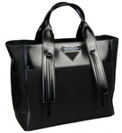 Prada Women's 1BG232 Black Brushed Spazzolato Leather Shopper