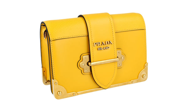 Prada Women's 1BH018 Yellow Saffiano Leather Leather Shoulder Bag