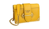 Prada Women's Yellow High-Quality Saffiano Leather Cahier Shoulder Bag 1BH018