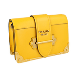 Prada Women's Yellow Saffiano Leather Cahier Shoulder Bag 1BH018