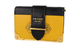 Prada Women's Yellow Saffiano Leather Cahier Shoulder Bag 1BH018