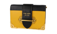 Prada Women's Yellow Saffiano Leather Cahier Shoulder Bag 1BH018