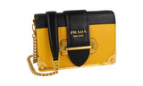 Prada Women's Yellow Saffiano Leather Cahier Shoulder Bag 1BH018