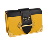 Prada Women's Yellow Saffiano Leather Cahier Shoulder Bag 1BH018