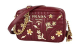 Prada Women's Red Leather Diagramme Gold Flowers Blumen Shoulder Bag 1BH084