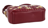 Prada Women's Red Leather Diagramme Gold Flowers Blumen Shoulder Bag 1BH084