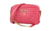 Prada Women's Pink Leather Diagramme Shoulder Bag 1BH084