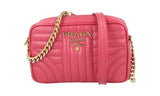 Prada Women's Pink Leather Diagramme Shoulder Bag 1BH084