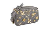 Prada Women's 1BH084 Grey Leather Shoulder Bag