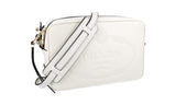 Prada Women's White Leather Logo Crossbody Shoulder Bag 1BH089
