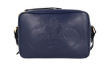 Prada Women's Blue Leather Logo Crossbody Shoulder Bag 1BH089