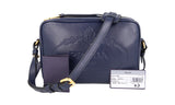 Prada Women's Blue Leather Logo Crossbody Shoulder Bag 1BH089