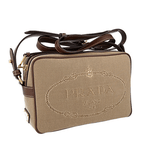 Prada Women's Brown Logo Jacquard Shoulder Bag 1BH089