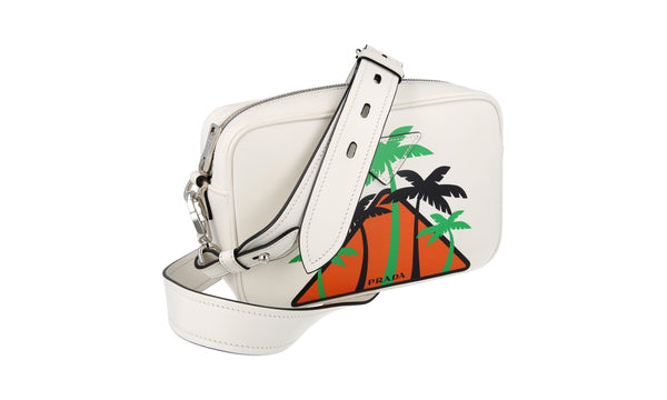 Prada Women's 1BH093 White Leather Shoulder Bag