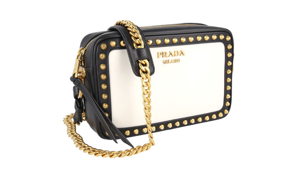 Prada Women's 1BH103 White Leather Shoulder Bag