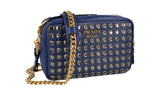 Prada Women's Blue Leather Crystal Shoulder Bag 1BH103