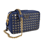 Prada Women's Blue Leather Crystal Shoulder Bag 1BH103