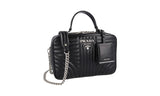 Prada Women's Black Leather Diagramme Shoulder Bag 1BH119