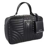 Prada Women's Black Leather Diagramme Shoulder Bag 1BH119
