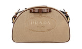 Prada Women's Brown Logo Jacquard Shoulder Bag 1BH125