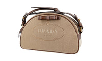 Prada Women's Brown Logo Jacquard Shoulder Bag 1BH125