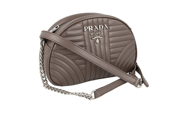 Prada Women's 1BH147 Grey Leather Shoulder Bag